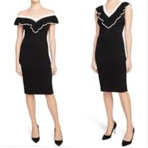 Rachel Roy black/white sweater ruffle dress size large